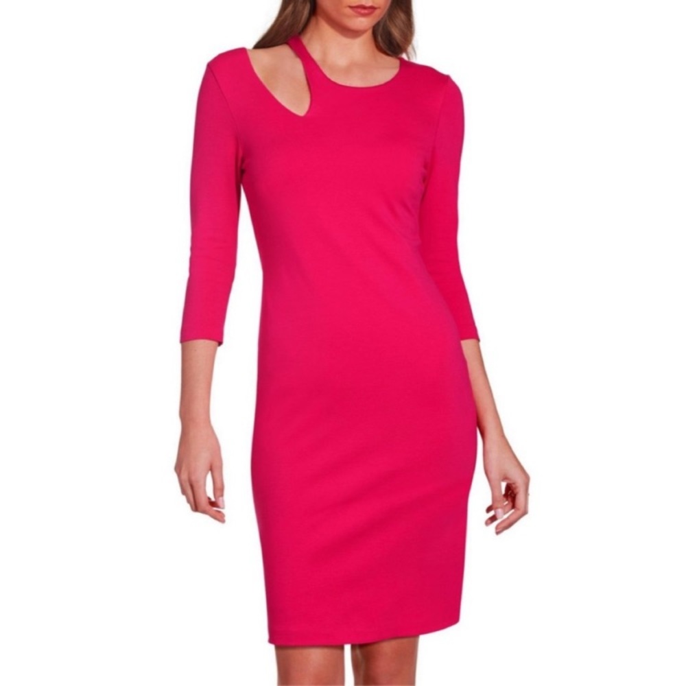Boston Proper Hot Pink Cutout Dress - Sz Large - NWT